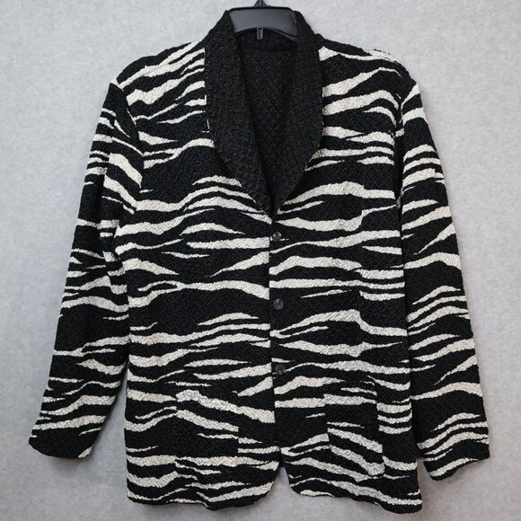 Ubu Reversible Crinkle Jacket Zebra Stripe Button Down Womens 3x Plus‎ Animal - Picture 1 of 10
